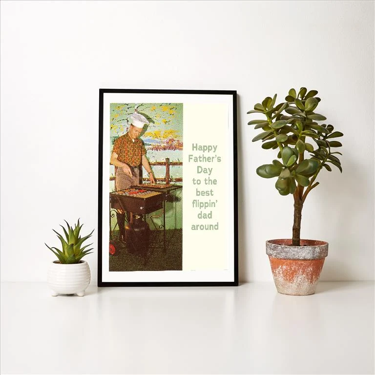 DD-165 Happy Father's Day to the Best Flippin Dad - Vintage Image Art Print, Individual Print