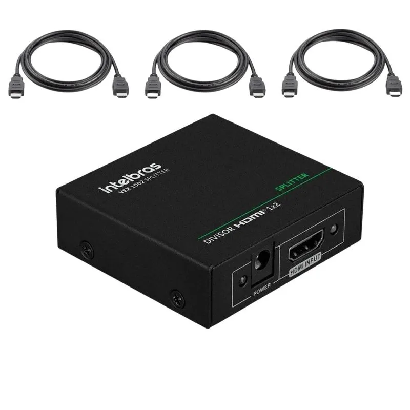 Divisor Cabos Hdmi Vex 1002 Splitter Intelbras Combo Oficial