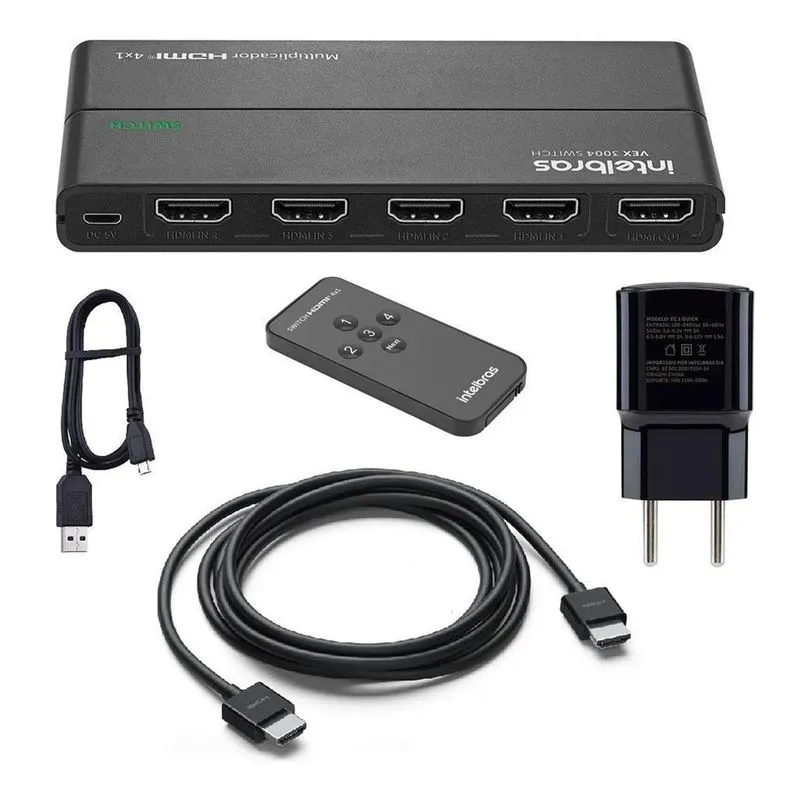 Multiplicador Hdmi 4x1 Vex 3004 Switch Intelbras 4 Entradas