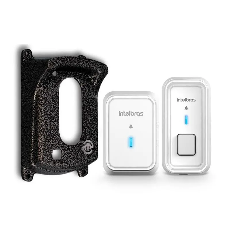 Kit Campainha Sem Fio Cib 101 Intelbras Com Protetor Cinza