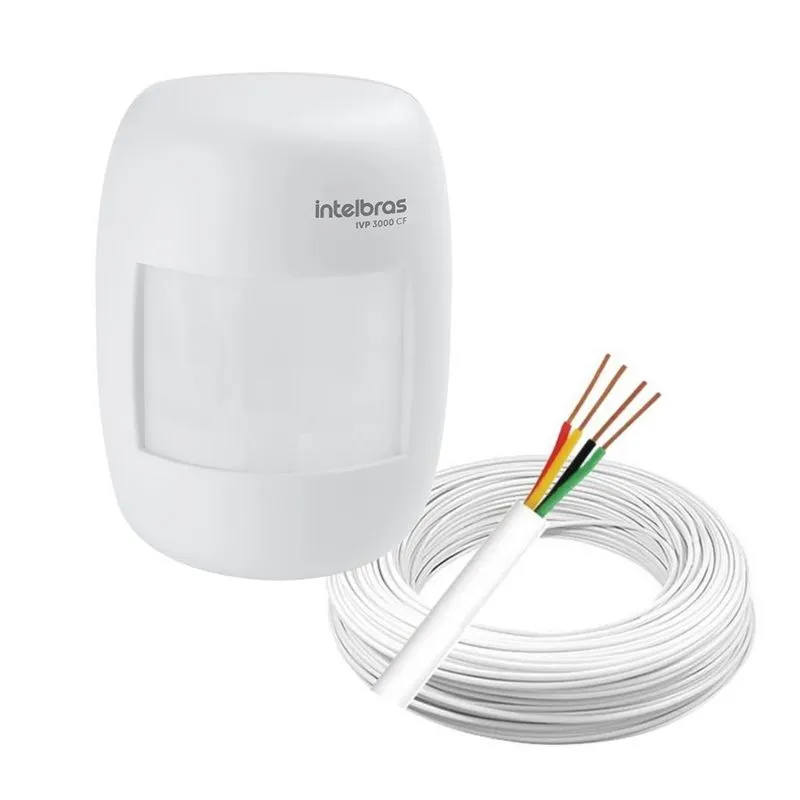 Kit Sensor Com Fio Ivp 3000 Cf Intelbras E 20m Cabo Incluso