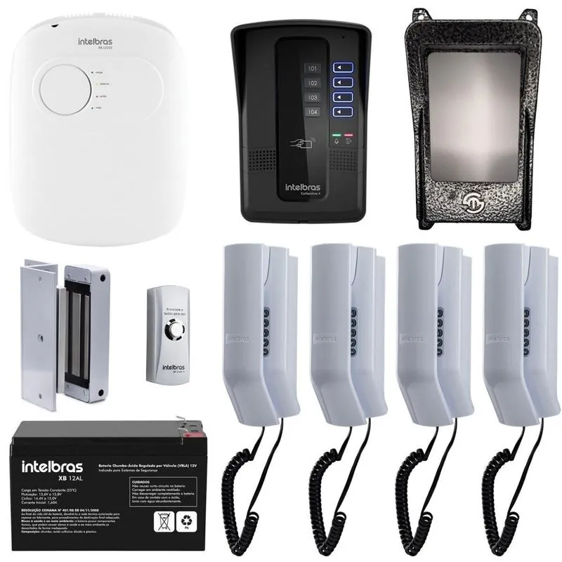 Porteiro Coletivo 4 Intelbras - Kit Completo - Clt Shop