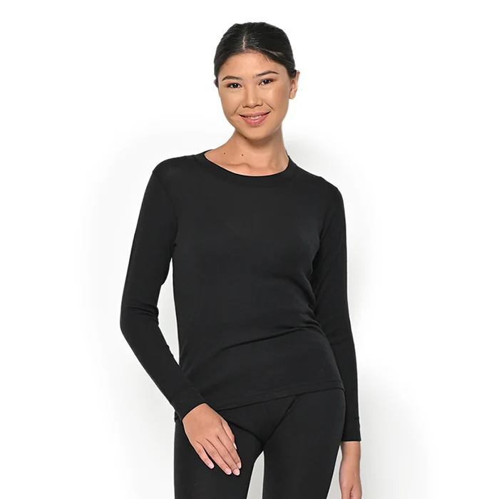 COLDWEAR Ladies Woolmark Certified 100% Merino Wool Thermal Top Black / Extra Large