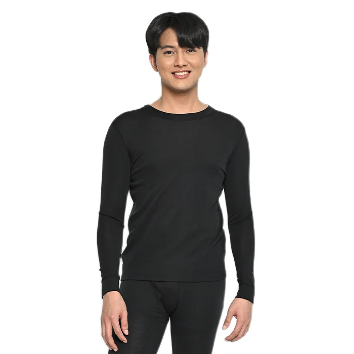 COLDWEAR Men Woolmark Certified 100% Merino Wool Thermal Top Black / Medium