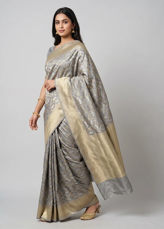 Multicolor Uppada Silk Saree With Blouse Piece One Size