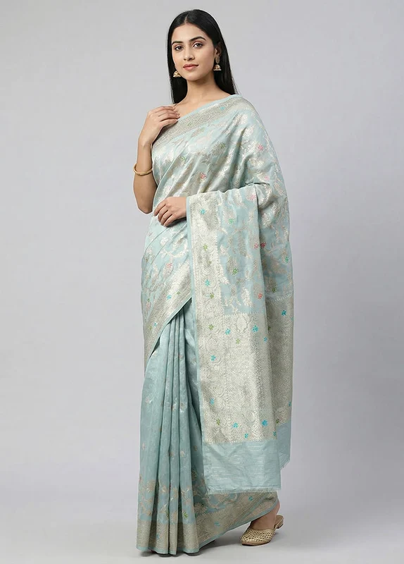 Green Handloom Uppada Pure Silk Saree With Blouse Piece One Size