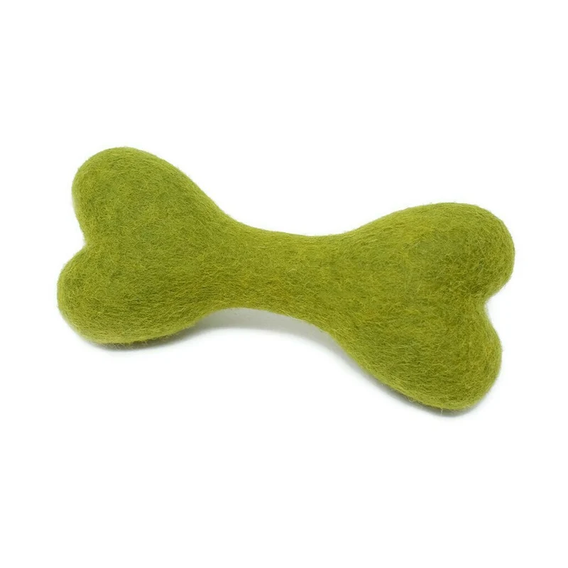 Wool Bone Dog Toy Wildflower Moss / Large