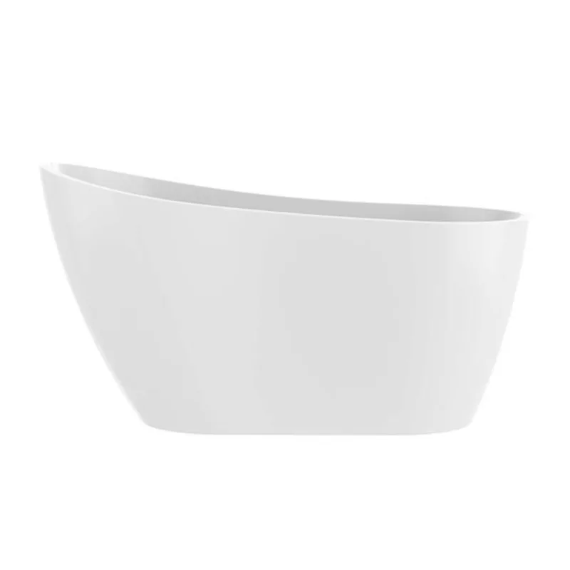 Vanity Art Limoges 55 x 28-in Acrylic Flat Bottom Oval Soaking Freestanding Bathtub - White/Polished Chrome