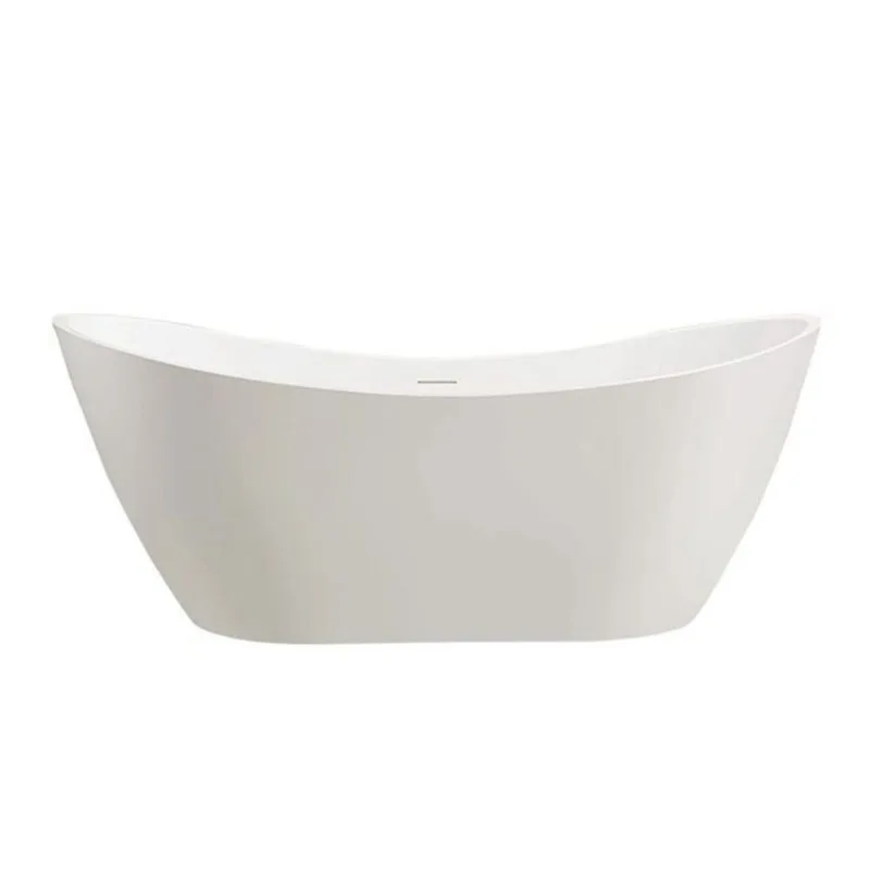 Vanity Art 71 x 32-in Acrylic Flat Bottom Oval Freestanding Bathtub - White/Integrated Overflow
