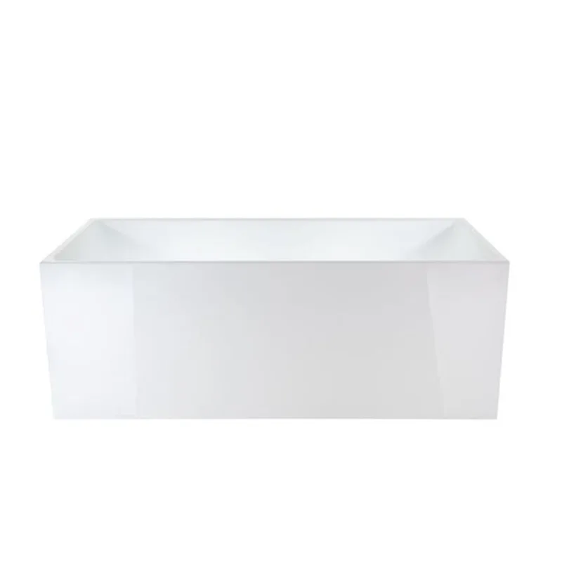 Vanity Art Talence 67 x 32-in Acrylic Flat Bottom Rectangular Soaking Freestanding Bathtub - White/Titanium Gold