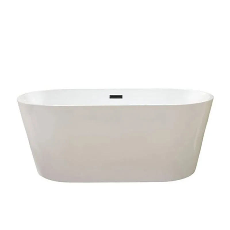 Vanity Art Bordeaux 54 x 30-in Acrylic Flat Bottom Oval Soaking Freestanding Bathtub - White/Matte Black