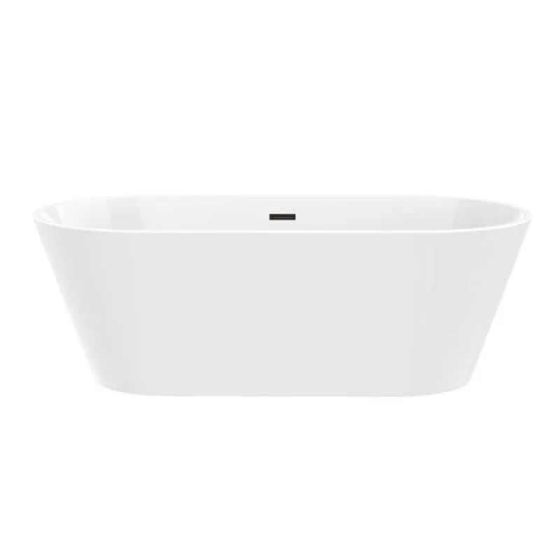 Vanity Art Domme 54 x 29-in Acrylic Flat Bottom Freestanding Non-Slip Soaking Bathtub - White/Oil Rubbed Bronze