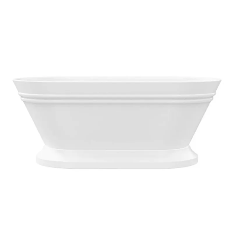Vanity Art Versailles 67 x 31-in Acrylic Freestanding Soaking Bathtub with Centre Drain - White/Titanium Gold
