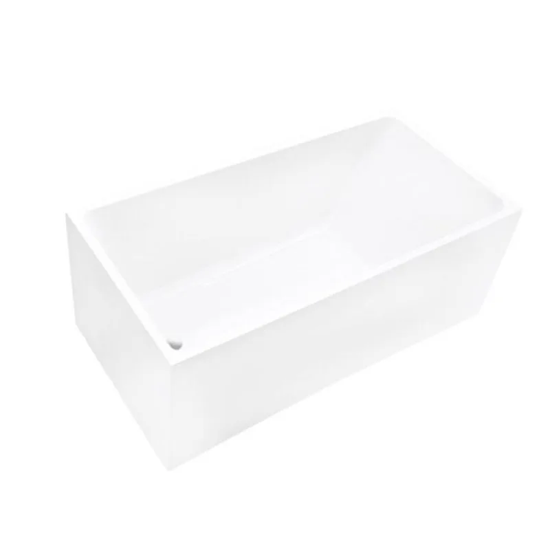 Vanity Art Vannes 55-in x 29-in Acrylic Flat Bottom Rectangular Soaking Freestanding Bathtub - White/Integrated Overflow