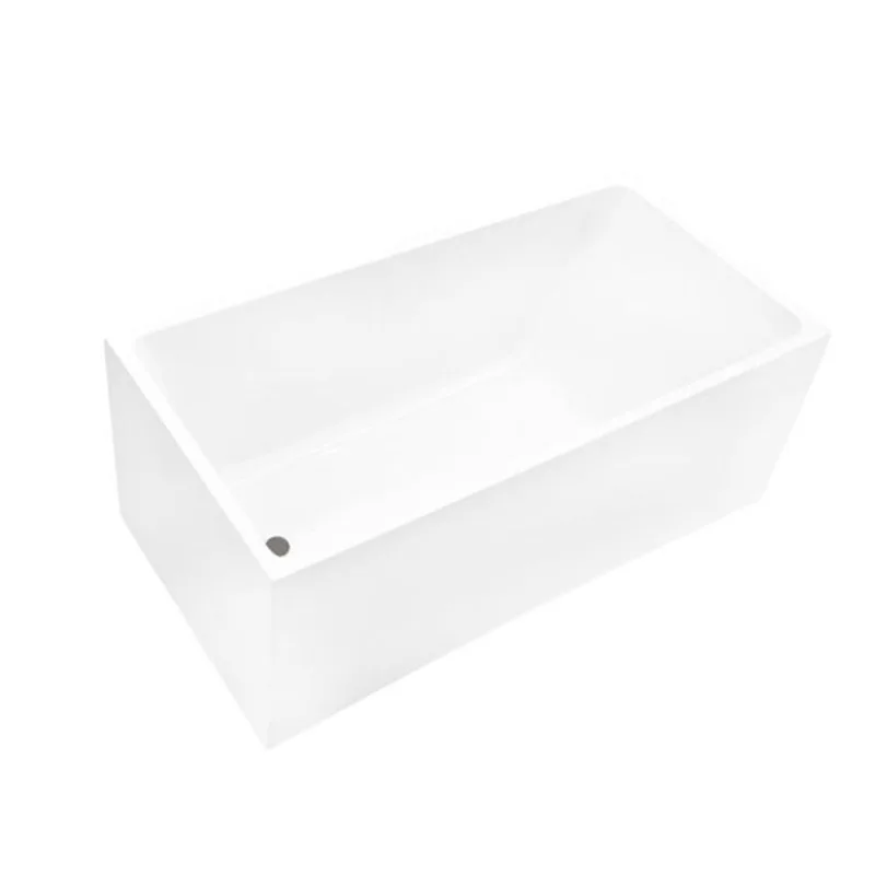 Vanity Art Vannes 55 x 29-in Acrylic Flat Bottom Rectangular Soaking Freestanding Bathtub - White/Brushed Nickel