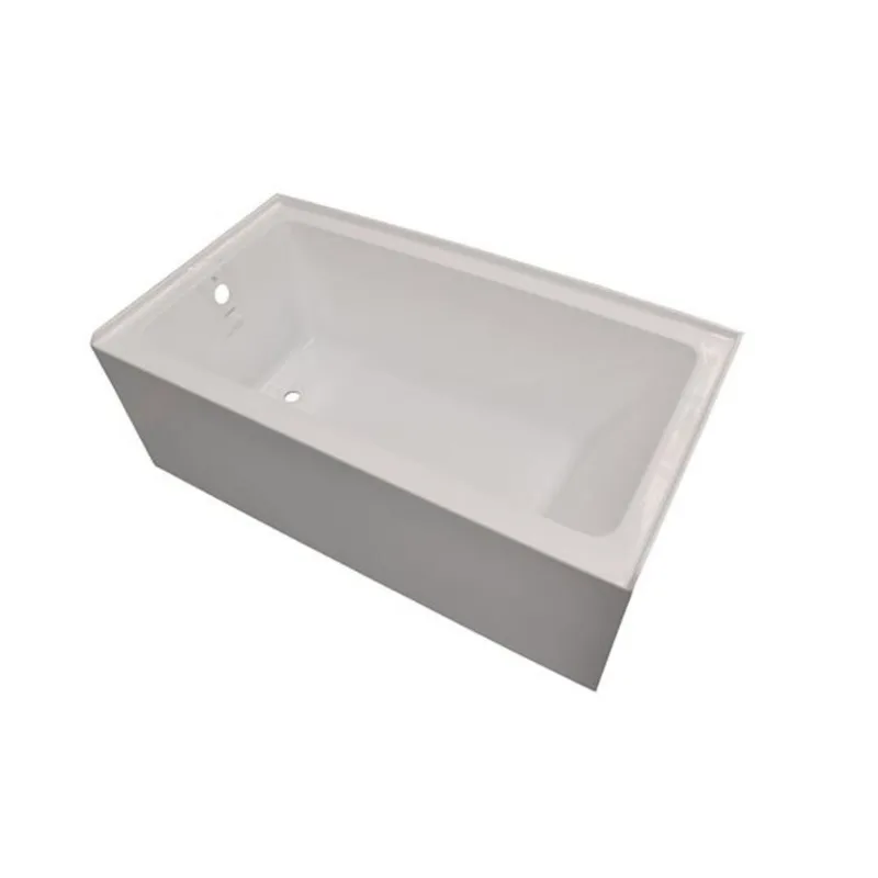 Vanity Art 60 L x 32-in W Acrylic Brushed Nickel Rectangular Alcove Skirt Bathtub w/ Left Overflow and Drain