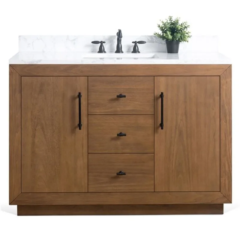 Vanity Art 48 W x 22 D x 34-in H Single Sink Bathroom Vanity W/engineered Marble Top - Tan/White