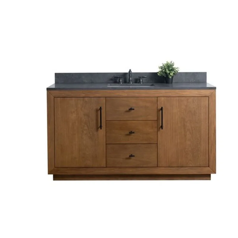 Vanity Art 60 W x 22 D x 34-in H Single Sink Bathroom Vanity W/black Limestone Top