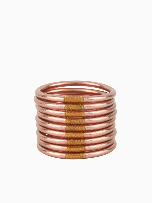 Rose Gold All Weather Bangles (Set of 9) - Serenity Prayer Rose Gold / M