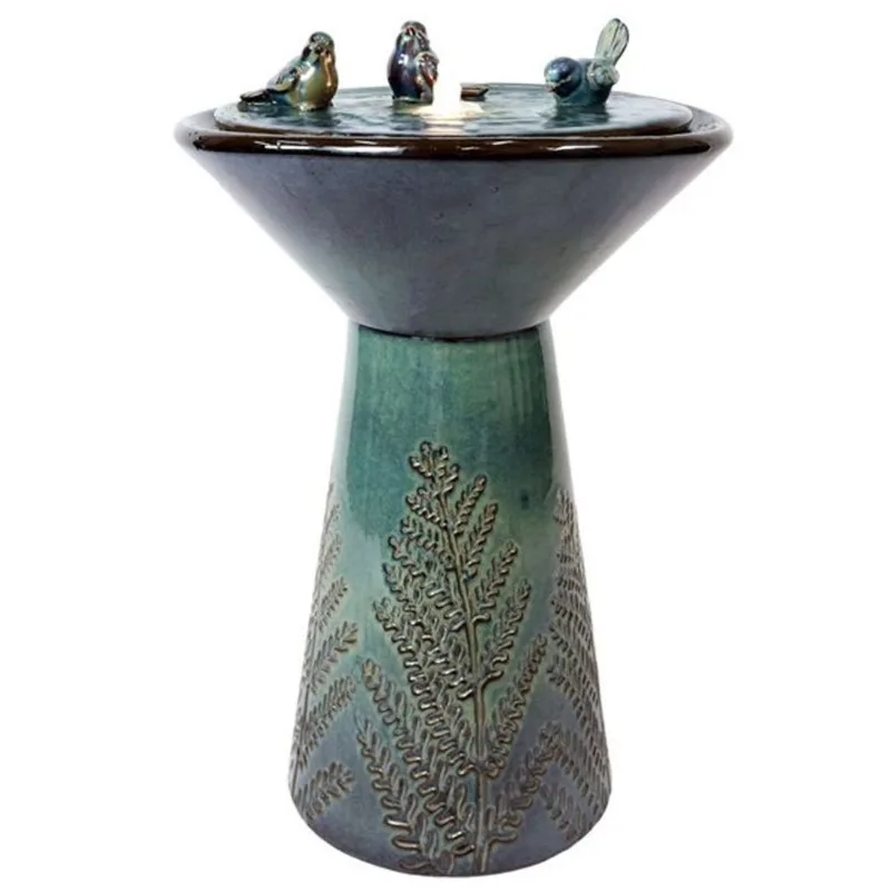 Sunnydaze Decor Gathering Birds Ceramic Outdoor Fountain w/ LED Lights