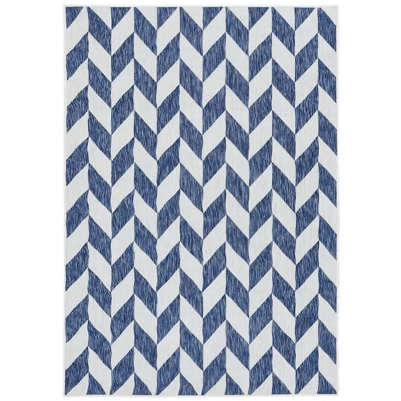 Sunnydaze Decor Geometric Affinity 5 x 7-ft Outdoor Area Rug - Steel Blue