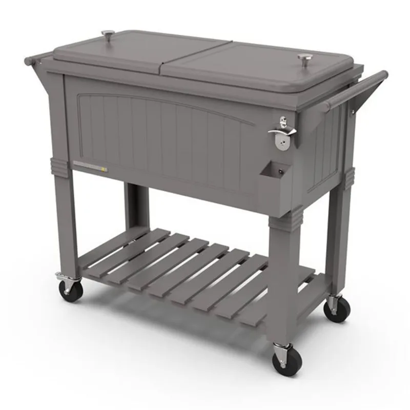 Permasteel 80QT Dark Grey Furniture Style Patio Cooler with Divider
