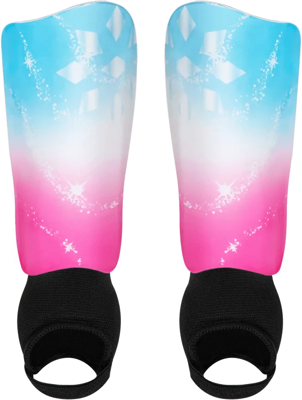 RIT-IT Girls Soccer Shin Guards - Sparkle Pink Blue Blue-Light Pink / Adult S/M