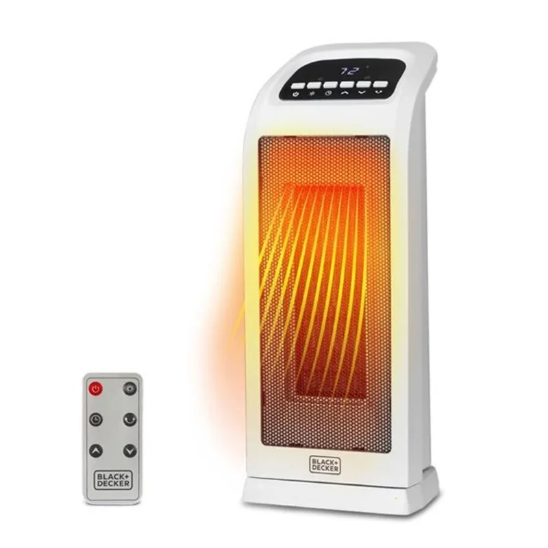 BLACK+DECKER Oscillating Ceramic Tower Heater w/ Digital Controls - White