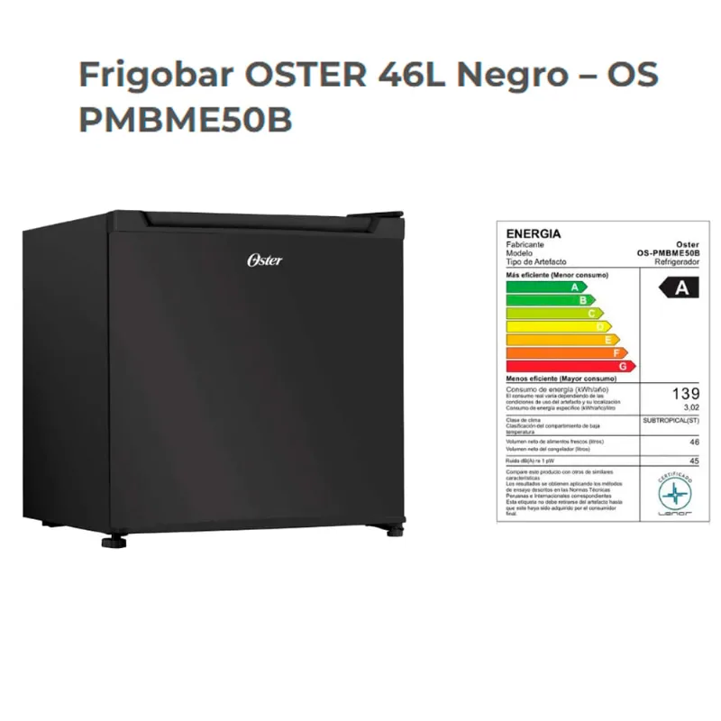 Frigobar OSTER 46L OS-PMBME50B Negro