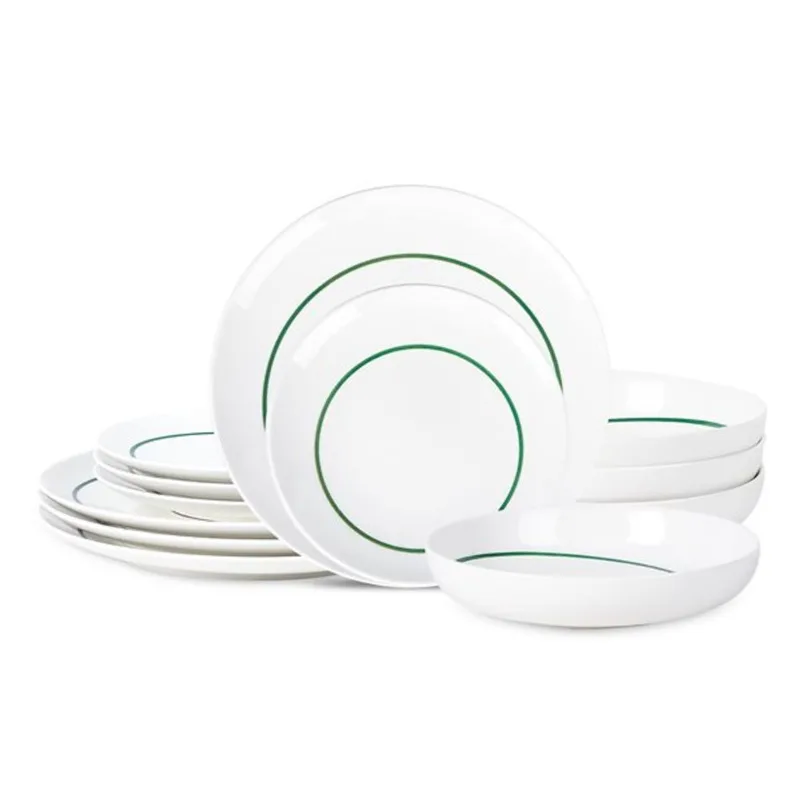 Stone Lain Luna 12 Pcs Porcelain Dinnerware Set for 4 - Green