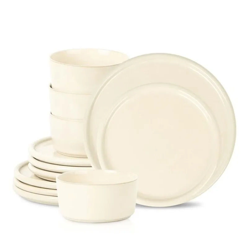 Stone Lain Eden 12 Pcs Stoneware Dinnerware Set for 4 - Beige