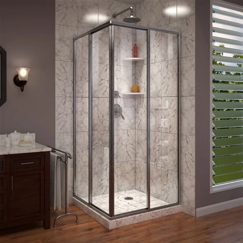 Cornerview 40 1/2 x 40 1/2 x 72 Framed Sliding Shower Enclosure in Brushed Nickel