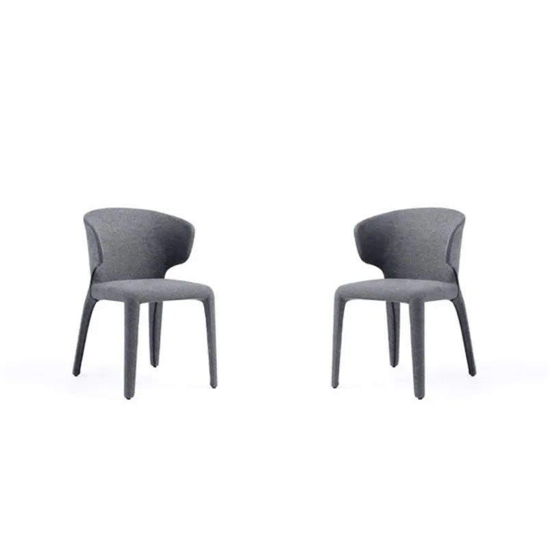Manhattan Comfort Conrad Modern Grey Woven Tweed Upholstered Dining Chair - Set of 2