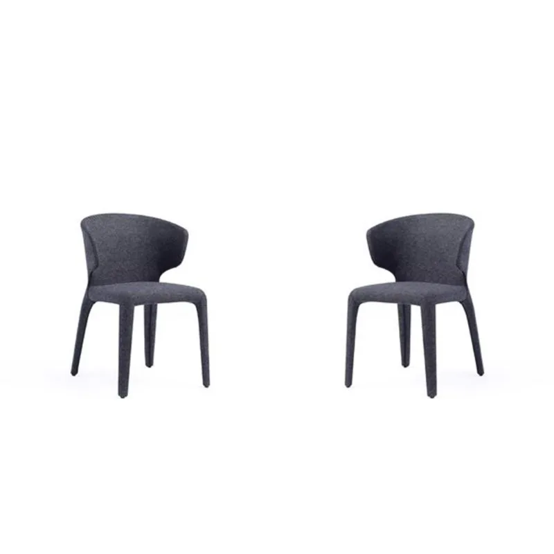 Manhattan Comfort Conrad Modern Black Woven Tweed Upholstered Dining Chair - Set of 2