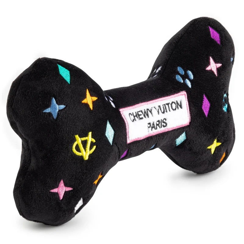 Black Monogram Chewy Vuiton Bone Dog Toy Large