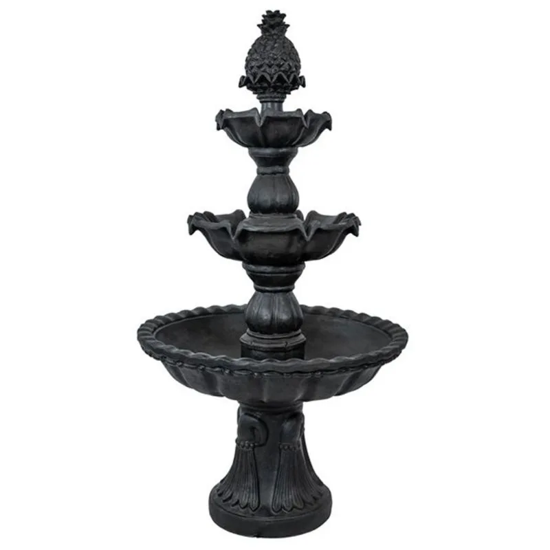 Sunnydaze Decor Deep Espresso Welcome Fiberglass Outdoor 3-Tier Water Fountain