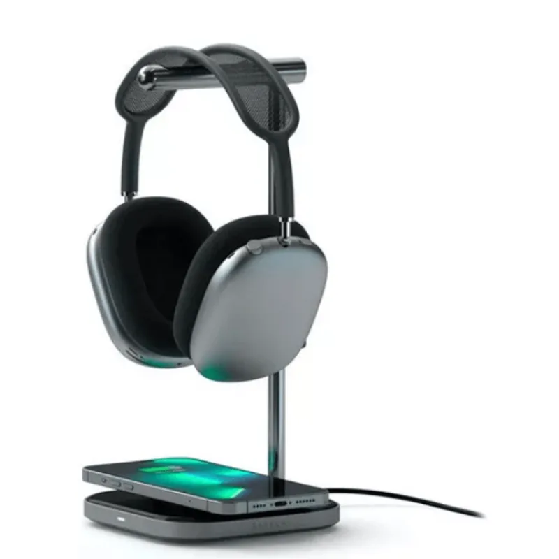 Soporte 2en1 Para Auriculares C/cargador Inalambrico Satechi