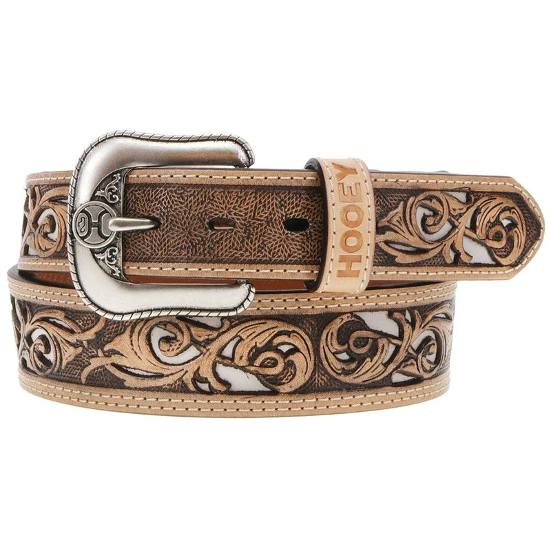 Hooey "Top Notch" Hand Tooled Hooey Belt Natural / Ivory 32