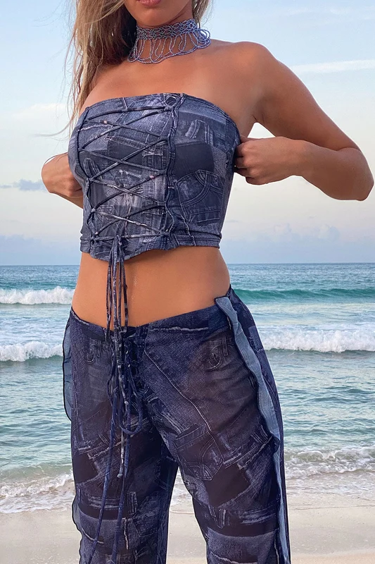 Jayden Strapless Bikini Top - Blue Jean Blue Jean / XXL