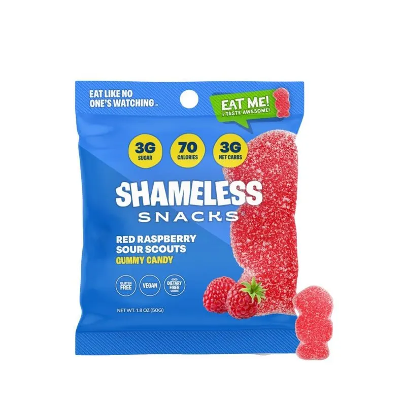 Shameless Snacks Red Raspberry Sour Goma Framboesa Vermelha