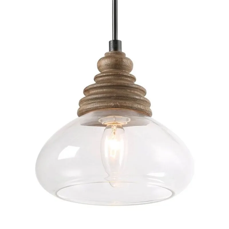 LNC Chet Ill 7.5-in Black and Seeded Glass Modern/Contemporary Pendant Light