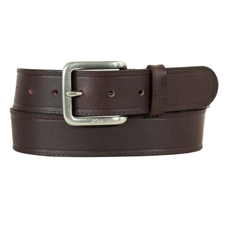 Men's Rugged Leather Belt With Stretch Tab M / Brown