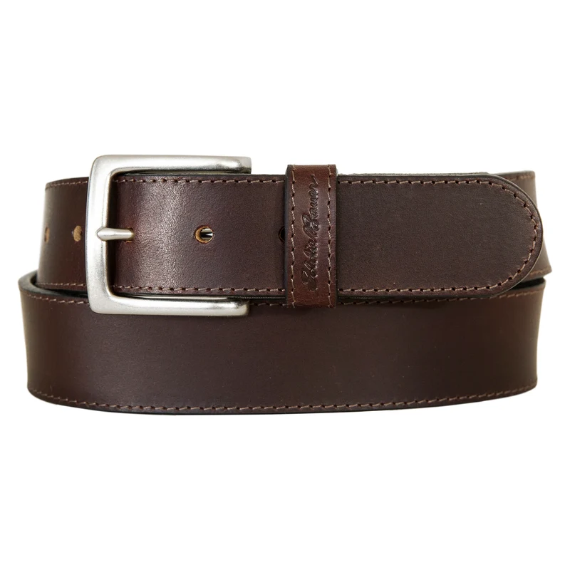 Men's Rugged Leather Belt With Stretch Tab And Sasquatch Design XL / Brown