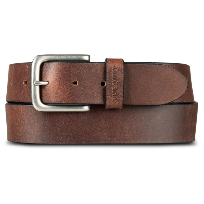 Men's Bridle Leather Belt With Nickel Finish Buckle L / Brown