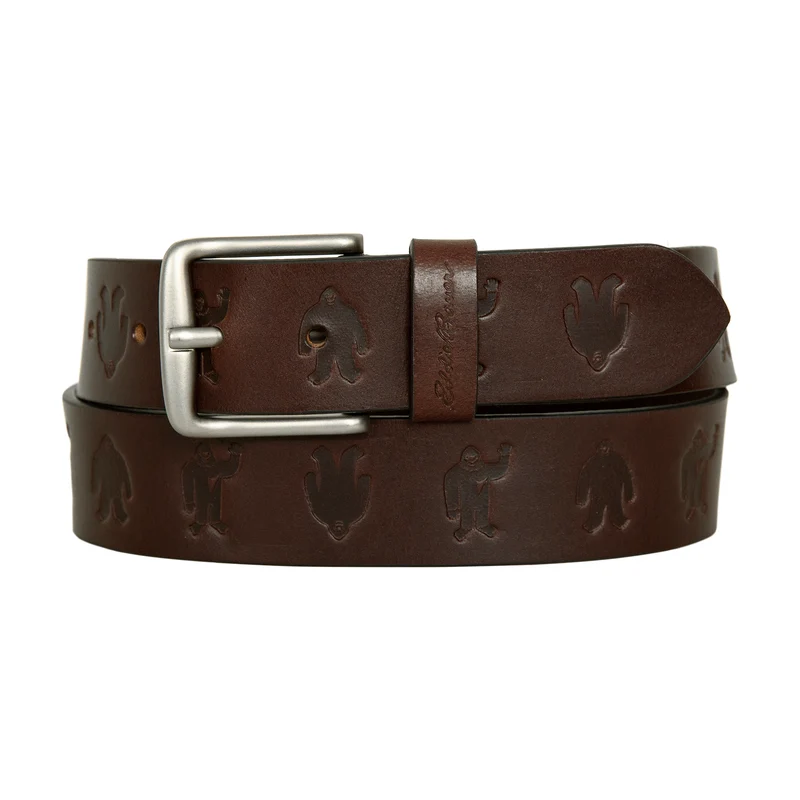 Men's Embossed Sasquatch Harness Leather Belt XL / Brown