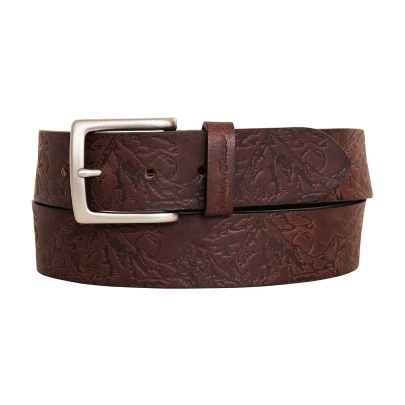Men's Debossed Live Your Adventure Leather Belt L / Brown