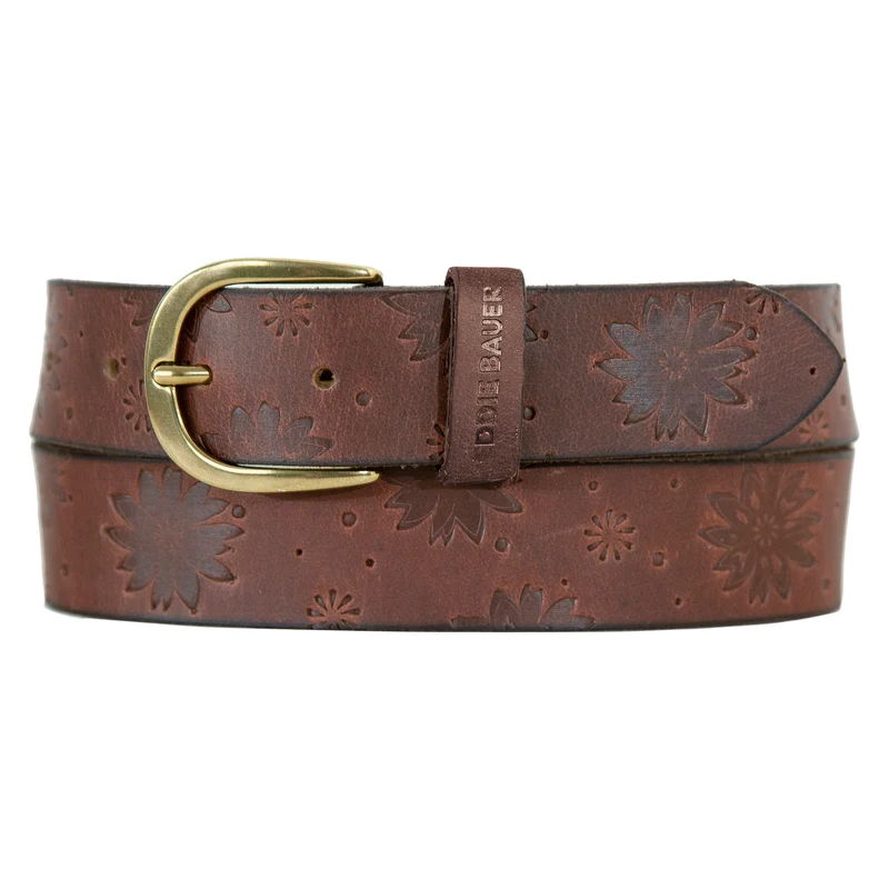 Women's Floral Tooled Leather Belt S / TAN