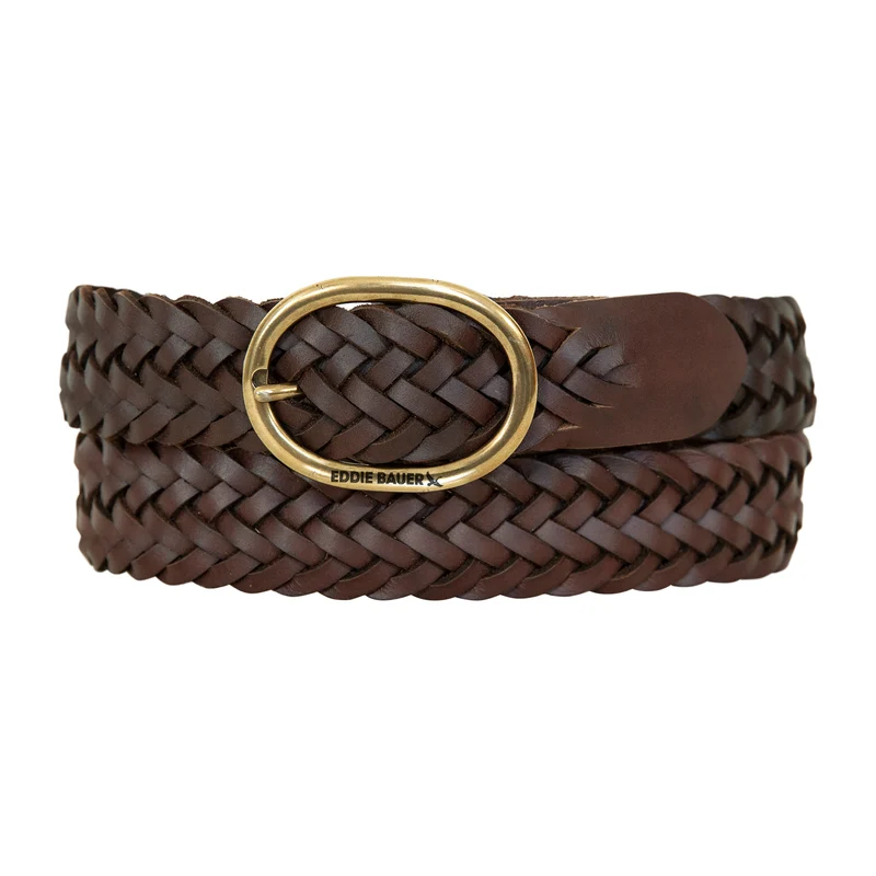 Women's Center Bar Woven Leather Belt XXL / Brown