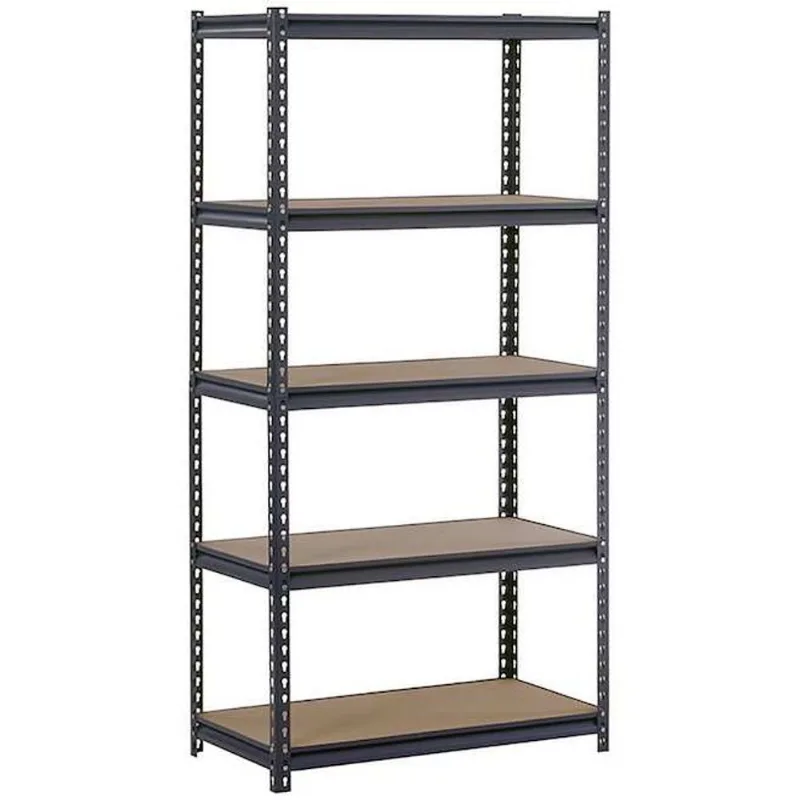 RONA Heavy-Duty Shelving Unit in Black Steel and MDF with 5 Shelves - 24 x 48 x 72-in