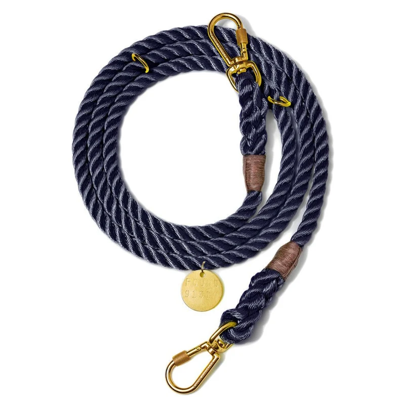 Adjustable Nylon Rope Dog Leash Navy L